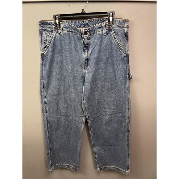 Vintage Levi's Jeans Women's 16 R Baggy Ankle Carpenter Denim Light Wash Skater - Picture 1 of 11